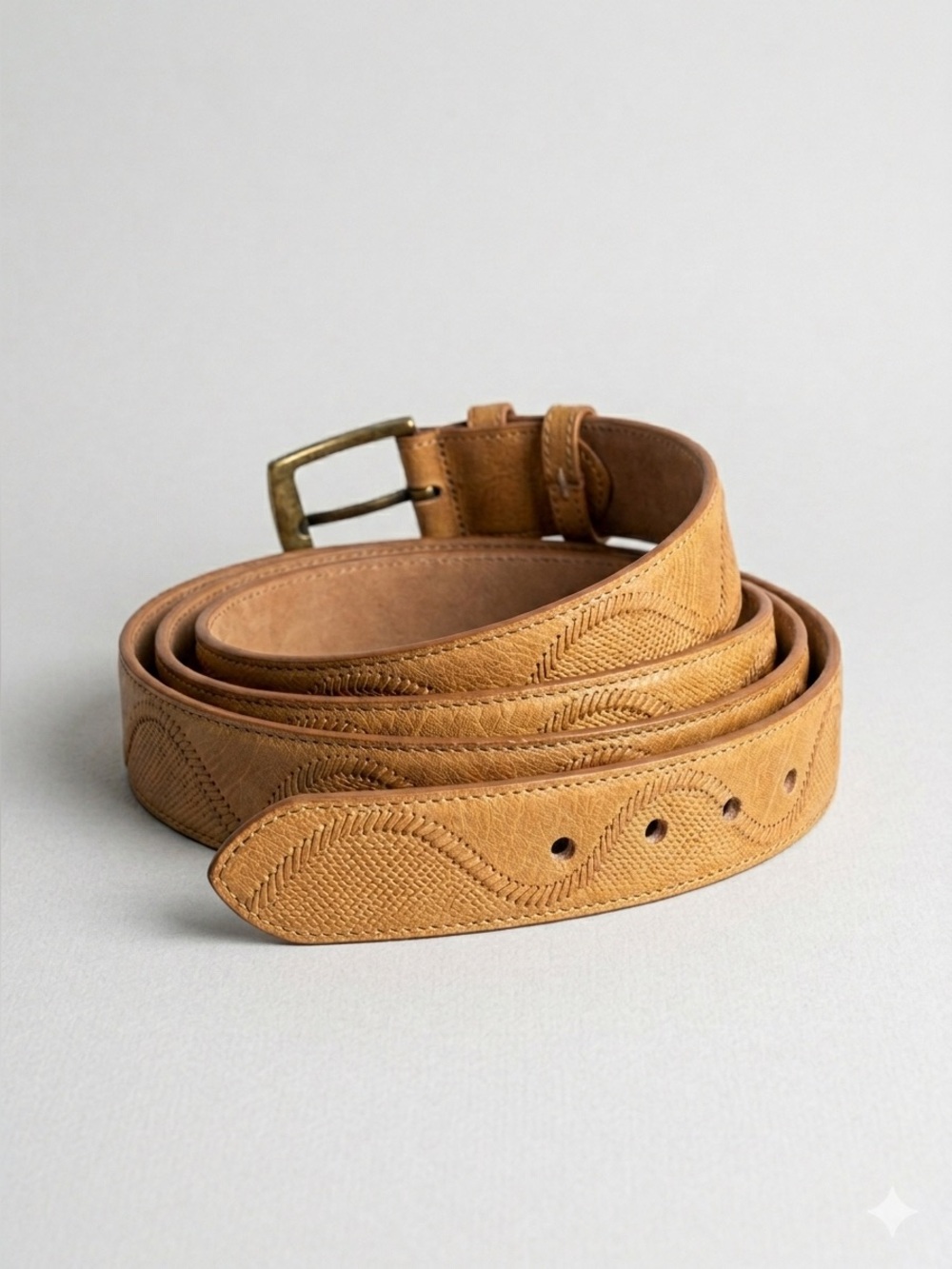 Los Altos Honey Genuine Teju Lizard Cowboy Belt Sz 34